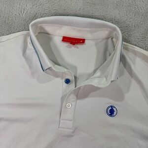 Redvanly Polo Shirt Men Medium White Stretch Golf Performance Short Sleeve Logo